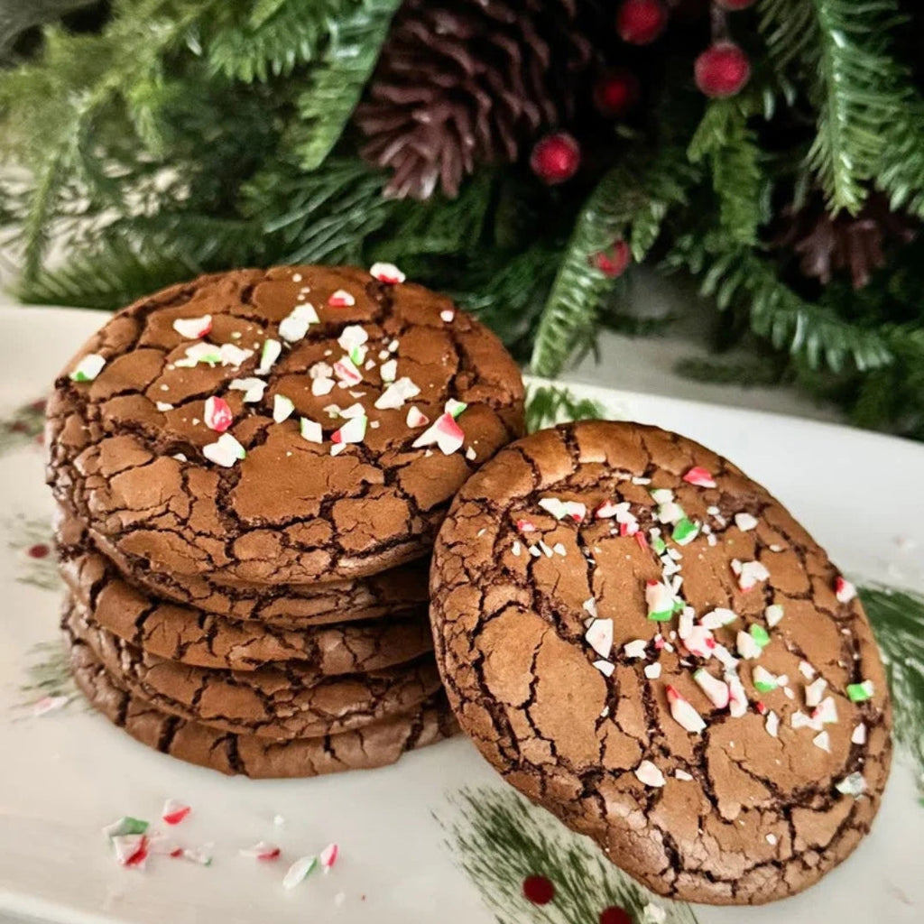 Candy Cane Chocolate Crinkle Cookie
